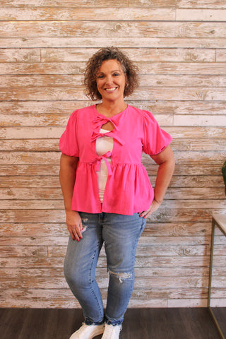 Feel The Love Bow Top - Trudy's Trendy Boutique
