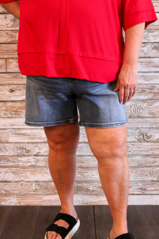 Judy Blue HW 2Button Dad Shorts/Curvy - Trudy's Trendy Boutique