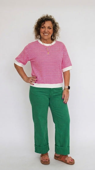 Mica HR Wide Crop Seaweed Green - Trudy's Trendy Boutique