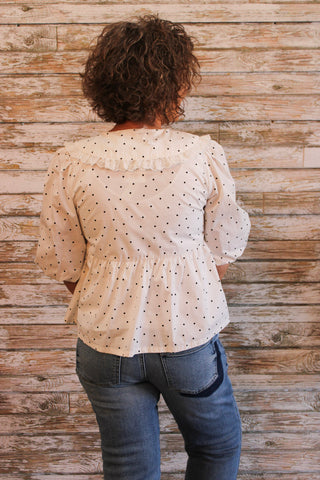 Polka Dot Collar Top - Trudy's Trendy Boutique