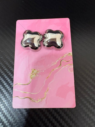 Silver Stud Puff Earrings - Trudy's Trendy Boutique