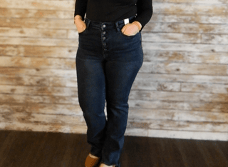 Judy Blue HW Dark Blue Button Fly - Trudy's Trendy Boutique