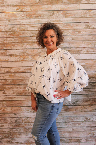 Bow Glam Blouse - Trudy's Trendy Boutique