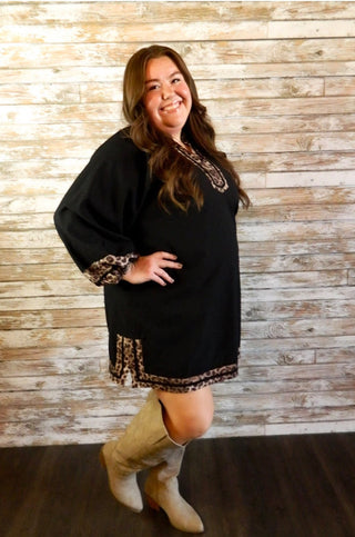 Wild Harmony Textured Dress/Curvy - Trudy's Trendy Boutique