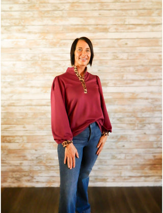 Wild Elegance Mock Neck Top - Trudy's Trendy Boutique