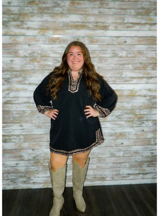 Wild Harmony Textured Dress/Curvy - Trudy's Trendy Boutique