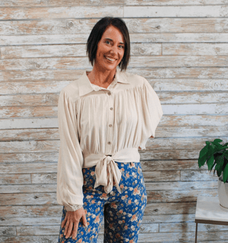 Harbor Tie Crop Blouse - Trudy's Trendy Boutique
