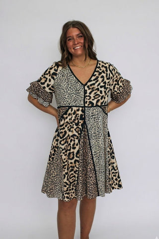 Wild Contrast Leopard Dress - Trudy's Trendy Boutique