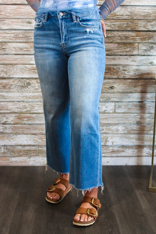 Flying Monkey HR Slim Crop Wide Jeans - Trudy's Trendy Boutique