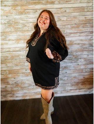 Wild Harmony Textured Dress/Curvy - Trudy's Trendy Boutique