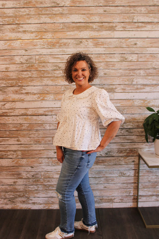 Polka Dot Collar Top - Trudy's Trendy Boutique