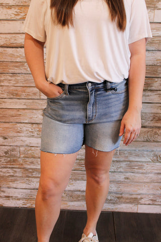 Judy Blue High Waist Shorts/Medium Wash - Trudy's Trendy Boutique