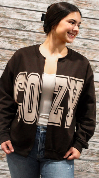 Cozy Split Front Sweatshirt - Trudy's Trendy Boutique