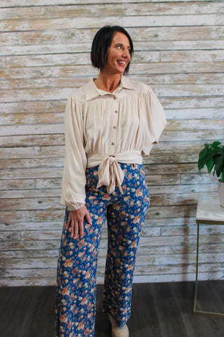 Harbor Tie Crop Blouse - Trudy's Trendy Boutique