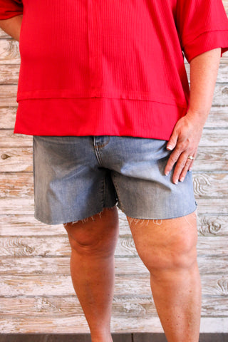 Judy Blue Mid Rise Cut Off Shorts/Curvy - Trudy's Trendy Boutique