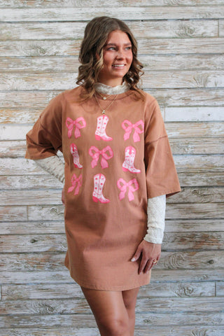 Ribbon & Boots Dress - Trudy's Trendy Boutique