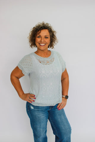 BreezePoint Eyelet Knit Top - Trudy's Trendy Boutique