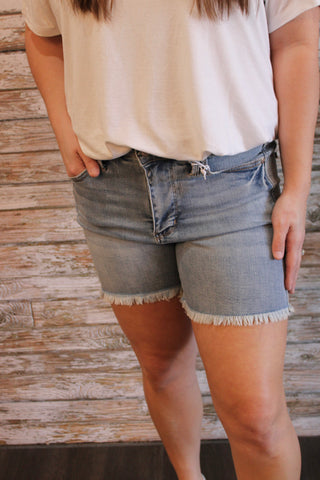 Judy Blue HW TC Fray Shorts - Trudy's Trendy Boutique