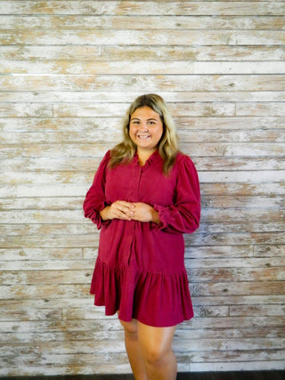 Sweet Ruffles Corduroy Dress - Trudy's Trendy Boutique