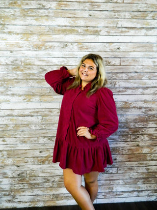 Sweet Ruffles Corduroy Dress - Trudy's Trendy Boutique