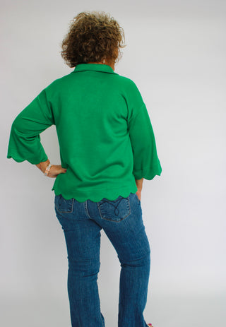 Camille Scallop Collar Top Reg/Curvy - Trudy's Trendy Boutique