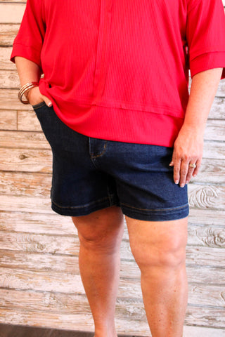 Judy Blue HW TC Shorts/Curvy - Trudy's Trendy Boutique
