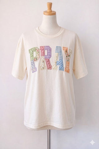 Patchwork Pray Tee - Trudy's Trendy Boutique