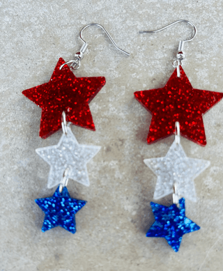 Red, White and Blue Stars Earrings - Trudy's Trendy Boutique