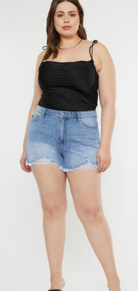 KanCan High Rise Mom Shorts-Curvy