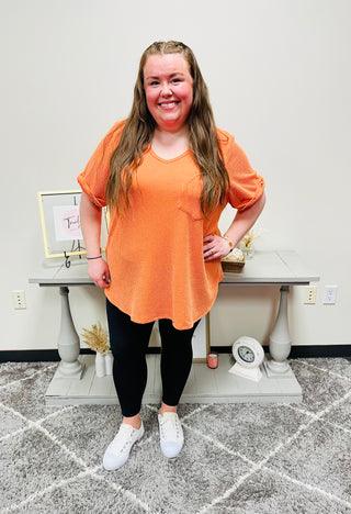 V-Neck Ribbed Top/Curvy