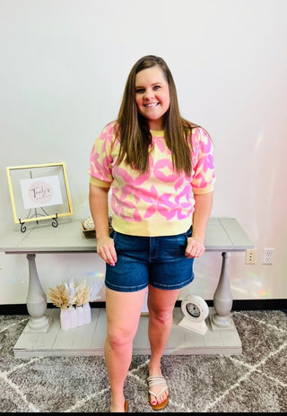 Starburst Short Sleeve Sweater - Trudy's Trendy Boutique