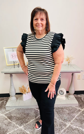 Stripes And Ruffles Top