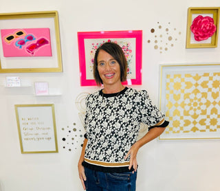 Rosette Puff Knit Top - Trudy's Trendy Boutique