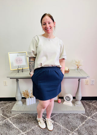 Scuba Mini Skirt/Navy