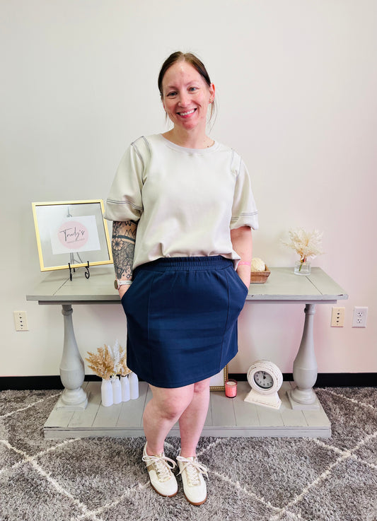 Scuba Mini Skirt/Navy
