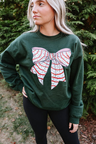 Christmas Tree Cake Bow Sweatshirt - Trudy's Trendy Boutique