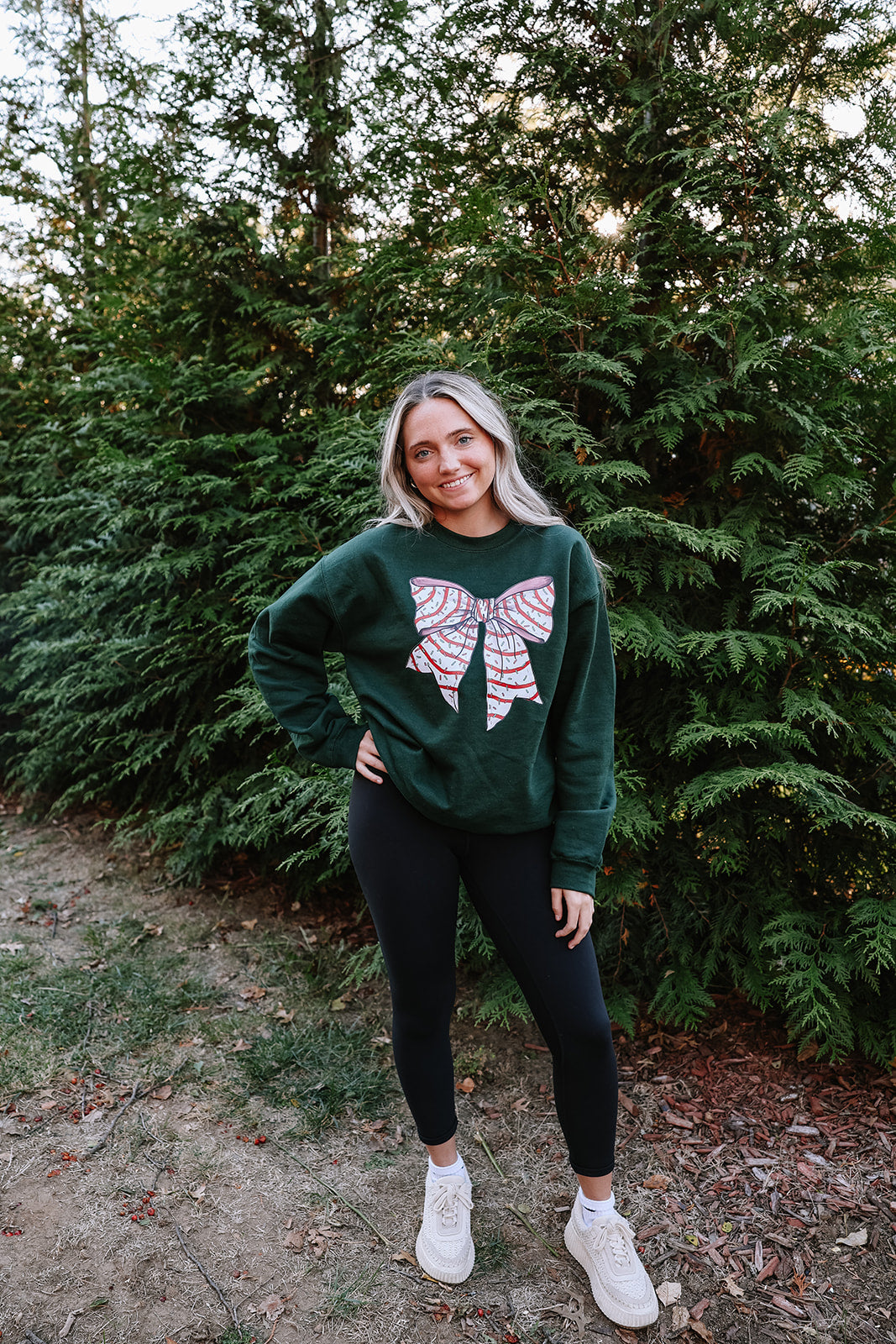 Christmas Tree Cake Bow Sweatshirt