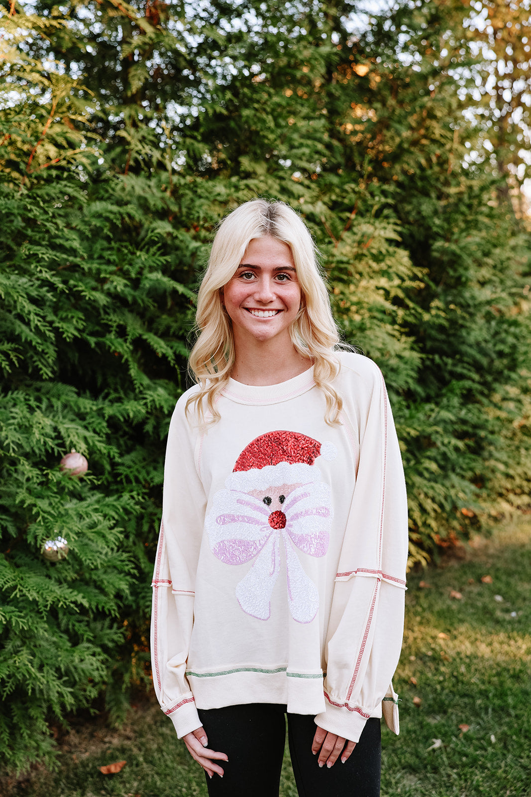 Santa Bow Sequins Sweatshirt