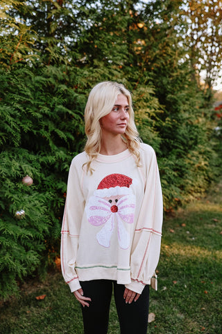 Santa Bow Sequins Sweatshirt