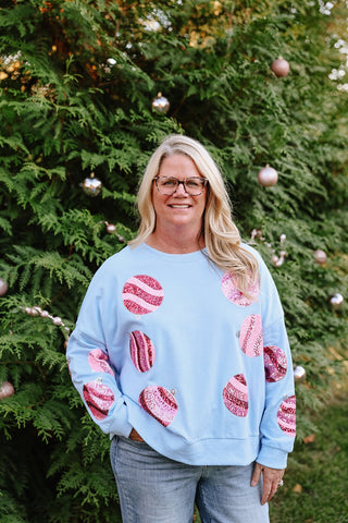 Christmas Ornaments Sequins Sweatshirt - Trudy's Trendy Boutique