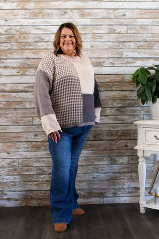 Patchwork Charm Sweater - Trudy's Trendy Boutique