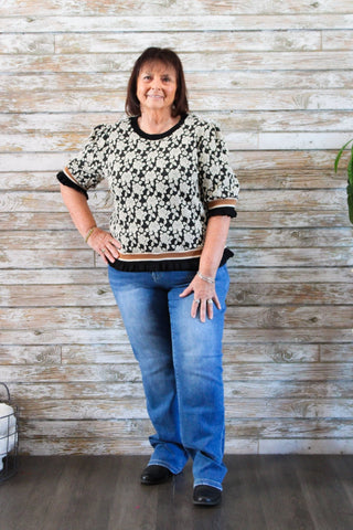 Rosette Puff Knit Top - Trudy's Trendy Boutique