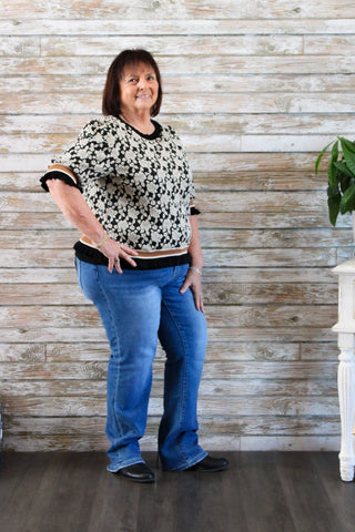 Rosette Puff Knit Top - Trudy's Trendy Boutique