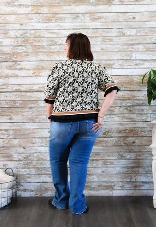 Rosette Puff Knit Top - Trudy's Trendy Boutique