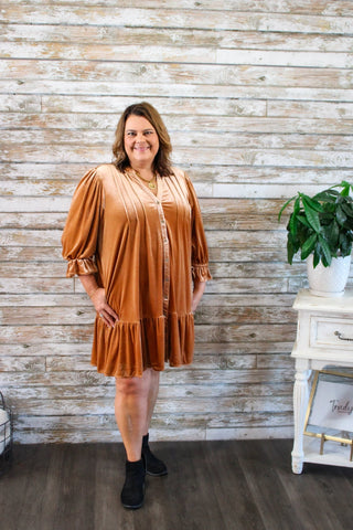 Velvet Enchantment Dress/Curvy - Trudy's Trendy Boutique