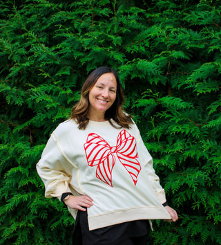 Velvet Bow Sweatshirt - Trudy's Trendy Boutique