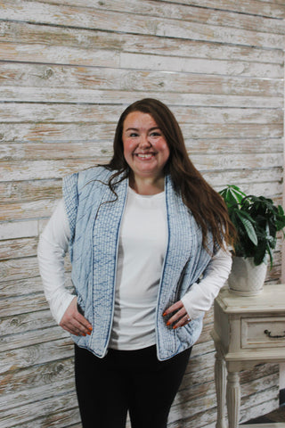 Harbor Quilted Chambray Vest - Trudy's Trendy Boutique