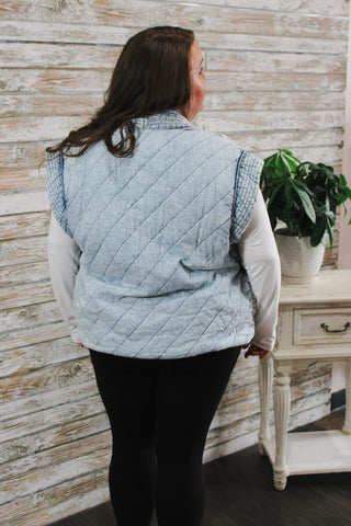 Harbor Quilted Chambray Vest - Trudy's Trendy Boutique