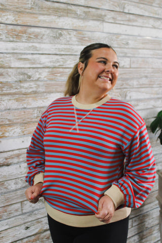 Striped Charm Puff Sleeve - Trudy's Trendy Boutique