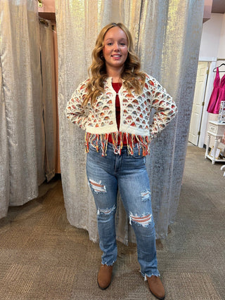 Patch It Up Fringe Cardigan